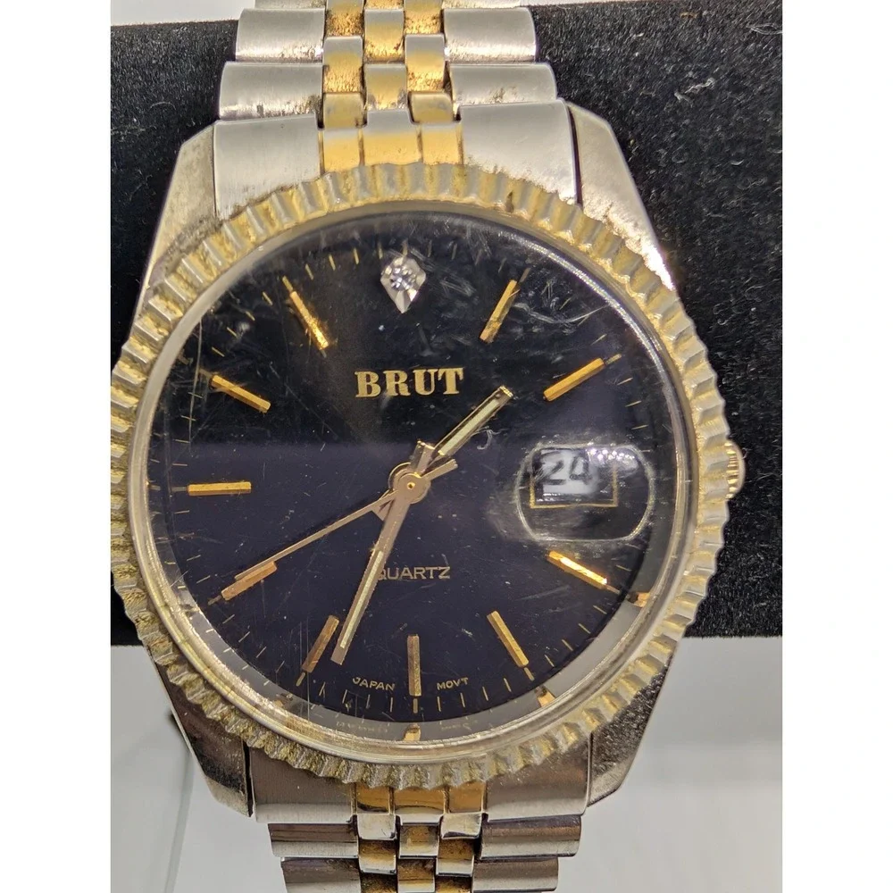 VTG BRUT WATCH - BLUE FACE - FLUTED BEZEL JUBILEE BAND - BBA-22